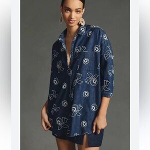 Maeve Oversized Embroidered Shirt Size Medium/Large